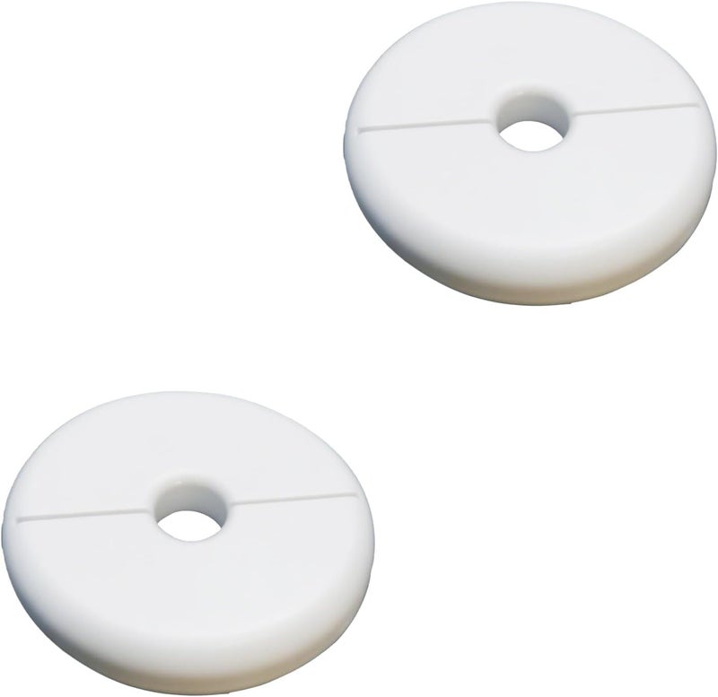 CAcoverVA 2 Pack Wall Split Flange for 0.39 Inch/10mm OD Pipe ABS Escutcheon Plate Self-Adhesive Round Plumbing Cover Plates for Water Pipe Faucet Decoration, White - Image 1